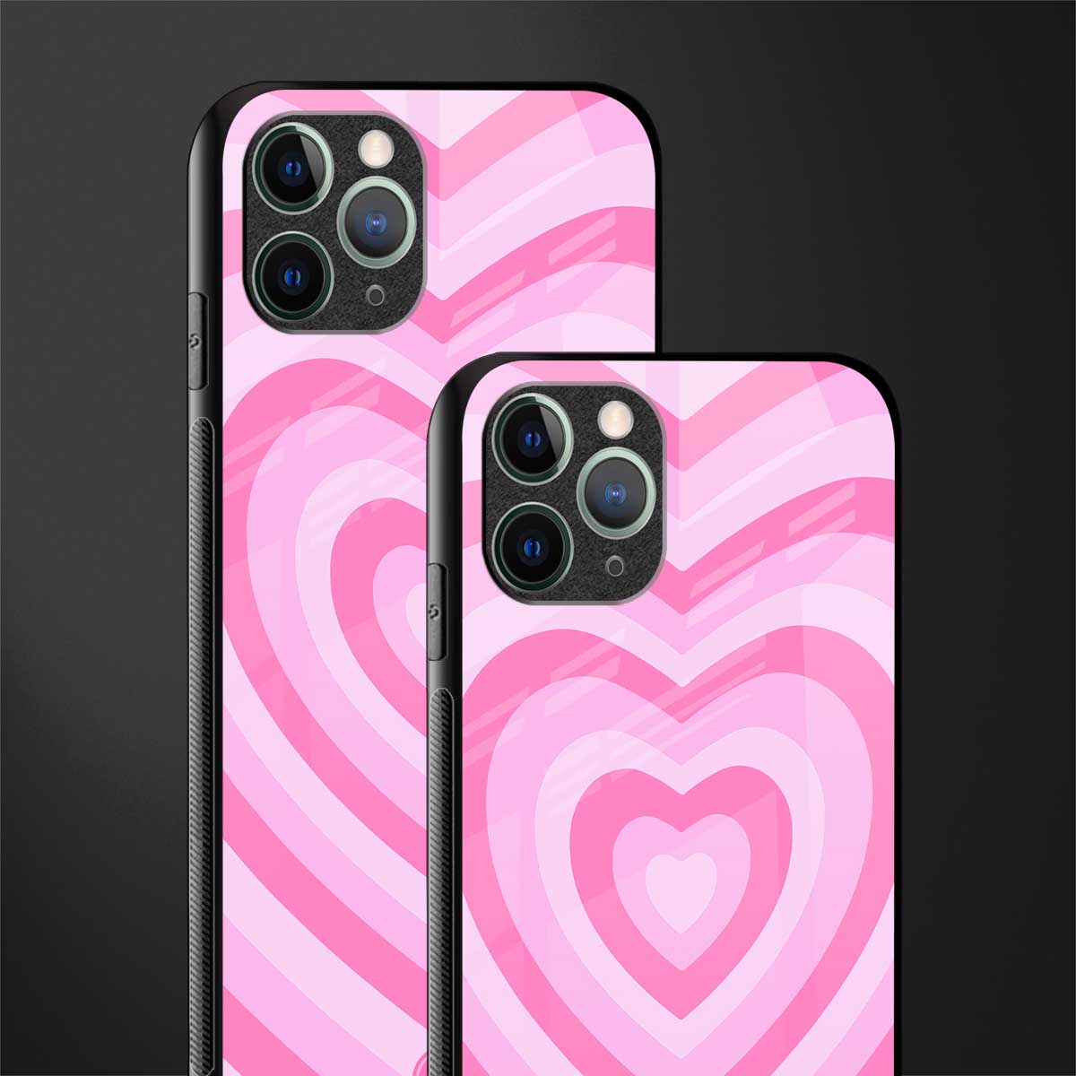 y2k pink hearts aesthetic glass case for iphone 11 pro image-2
