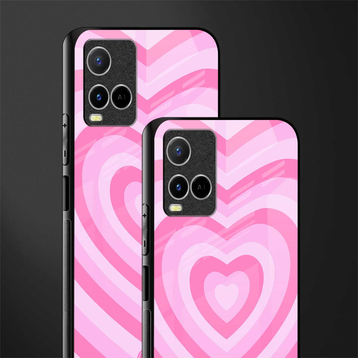 y2k pink hearts aesthetic glass case for vivo y33s vivo y33t image-2