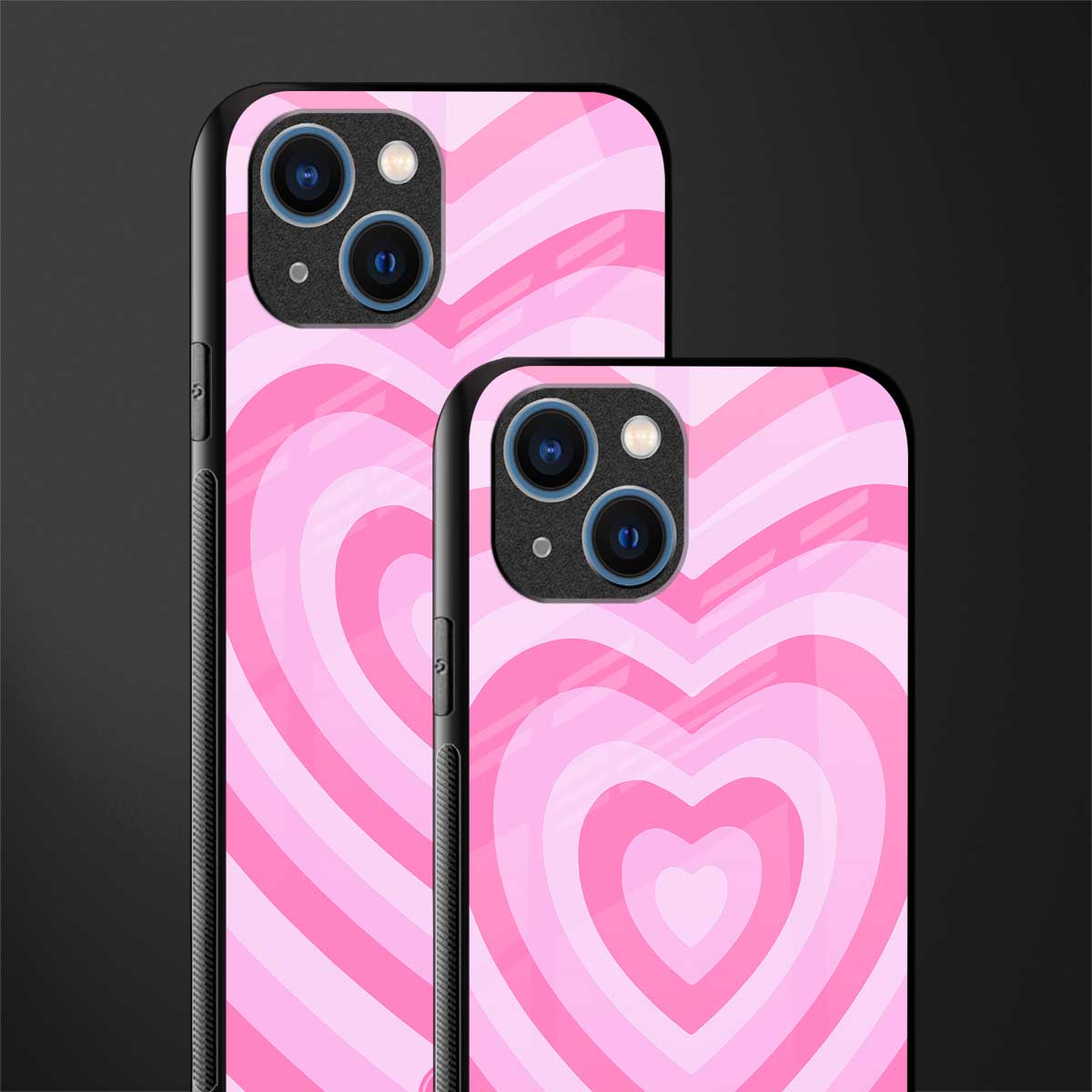 y2k pink hearts aesthetic glass case for iphone 13 image-2