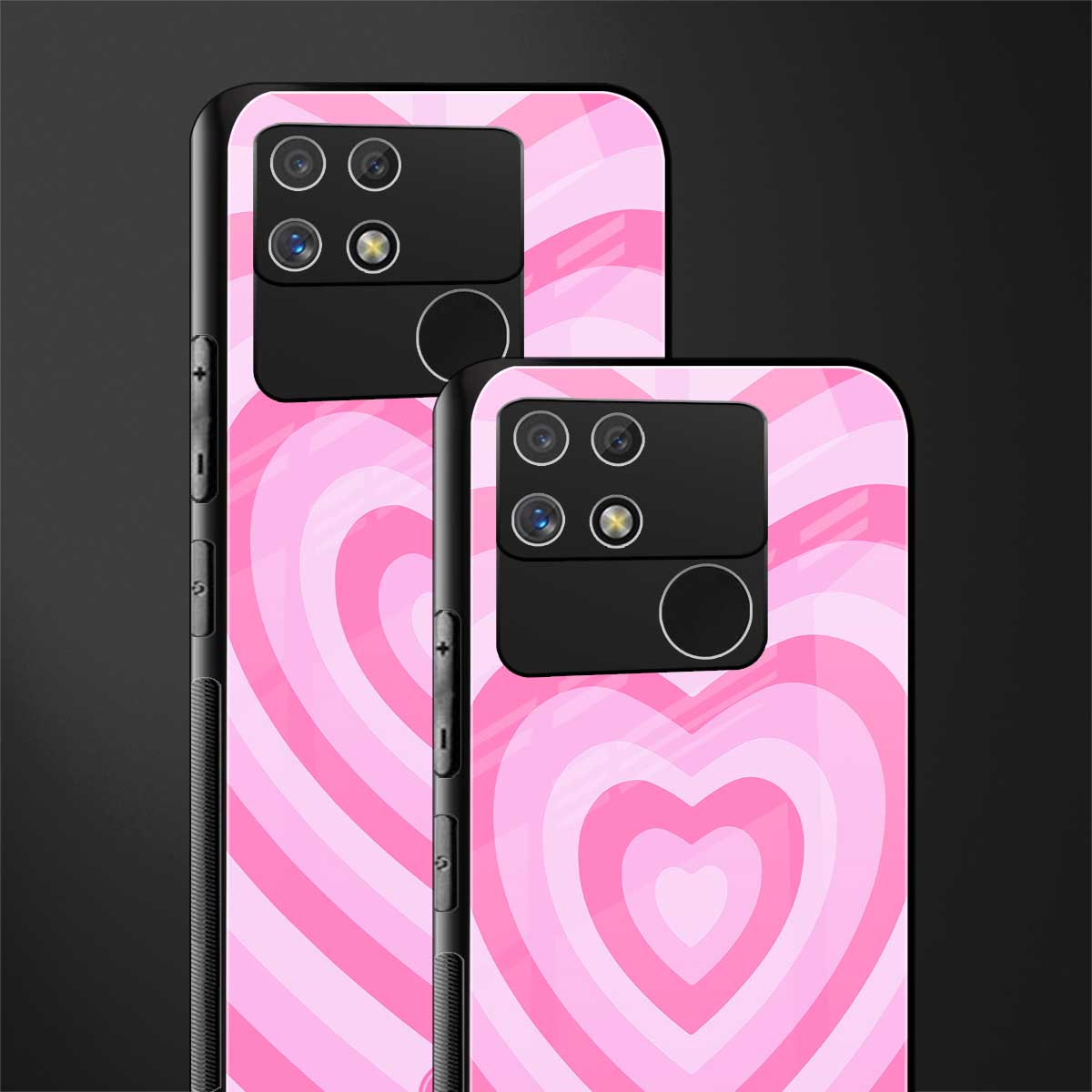 y2k pink hearts aesthetic back phone cover | glass case for realme narzo 50a