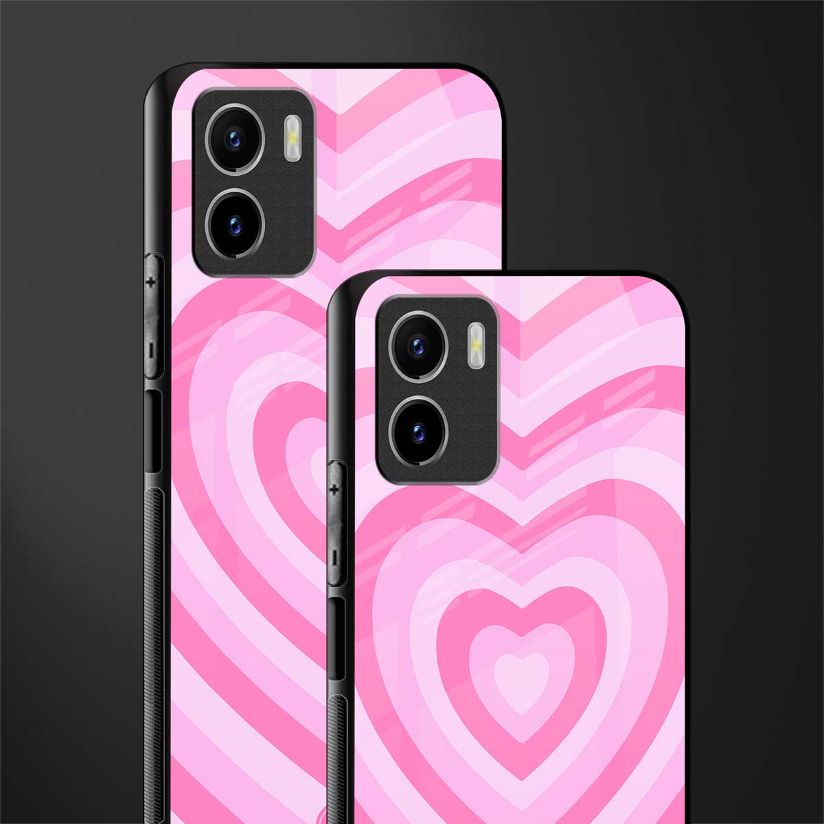 y2k pink hearts aesthetic glass case for vivo y15s image-2