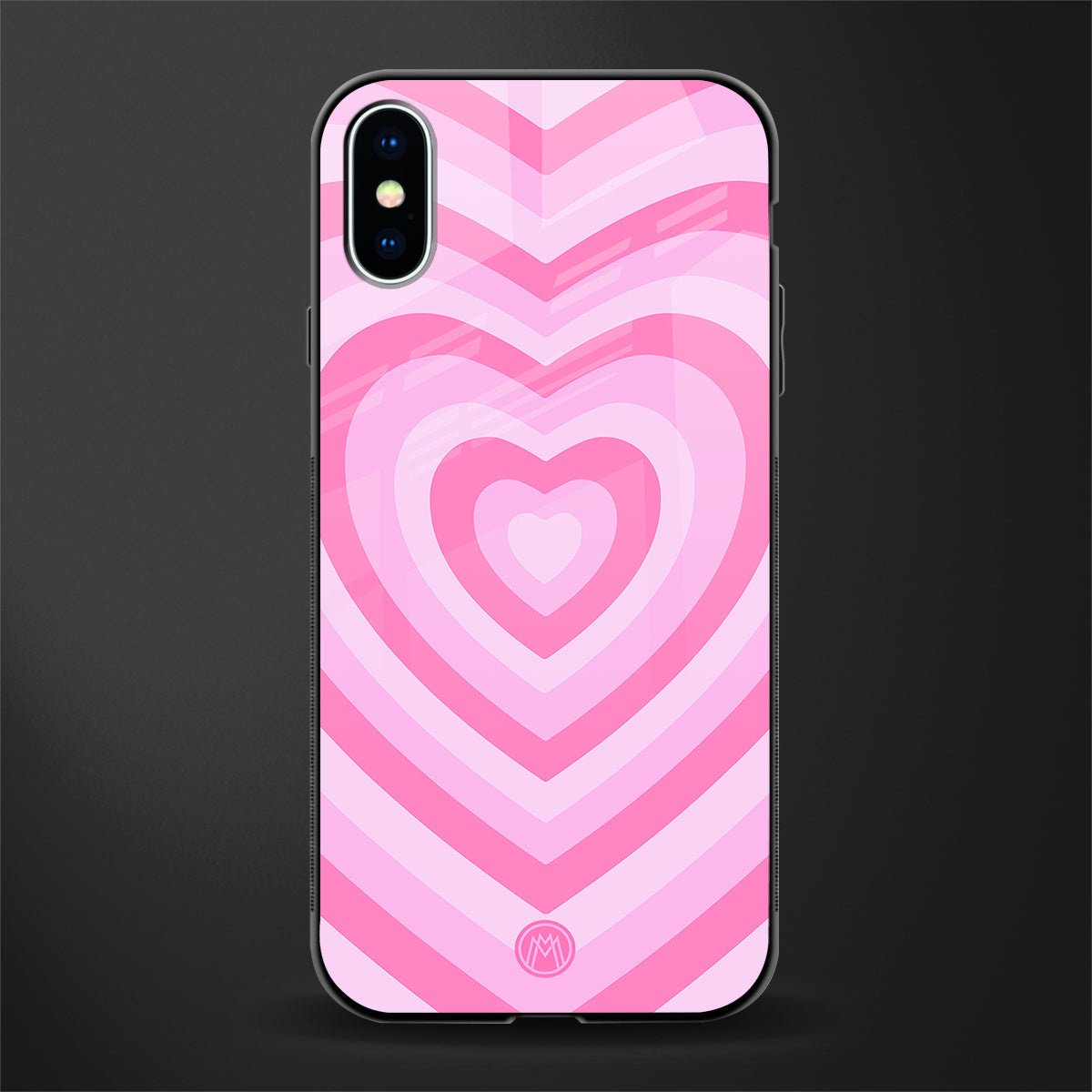 y2k pink hearts aesthetic glass case for iphone xs image