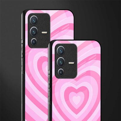 y2k pink hearts aesthetic glass case for vivo v23 5g image-2