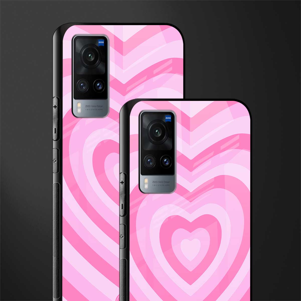 y2k pink hearts aesthetic glass case for vivo x60 image-2