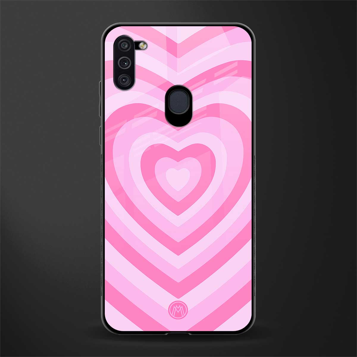 y2k pink hearts aesthetic glass case for samsung galaxy m11 image