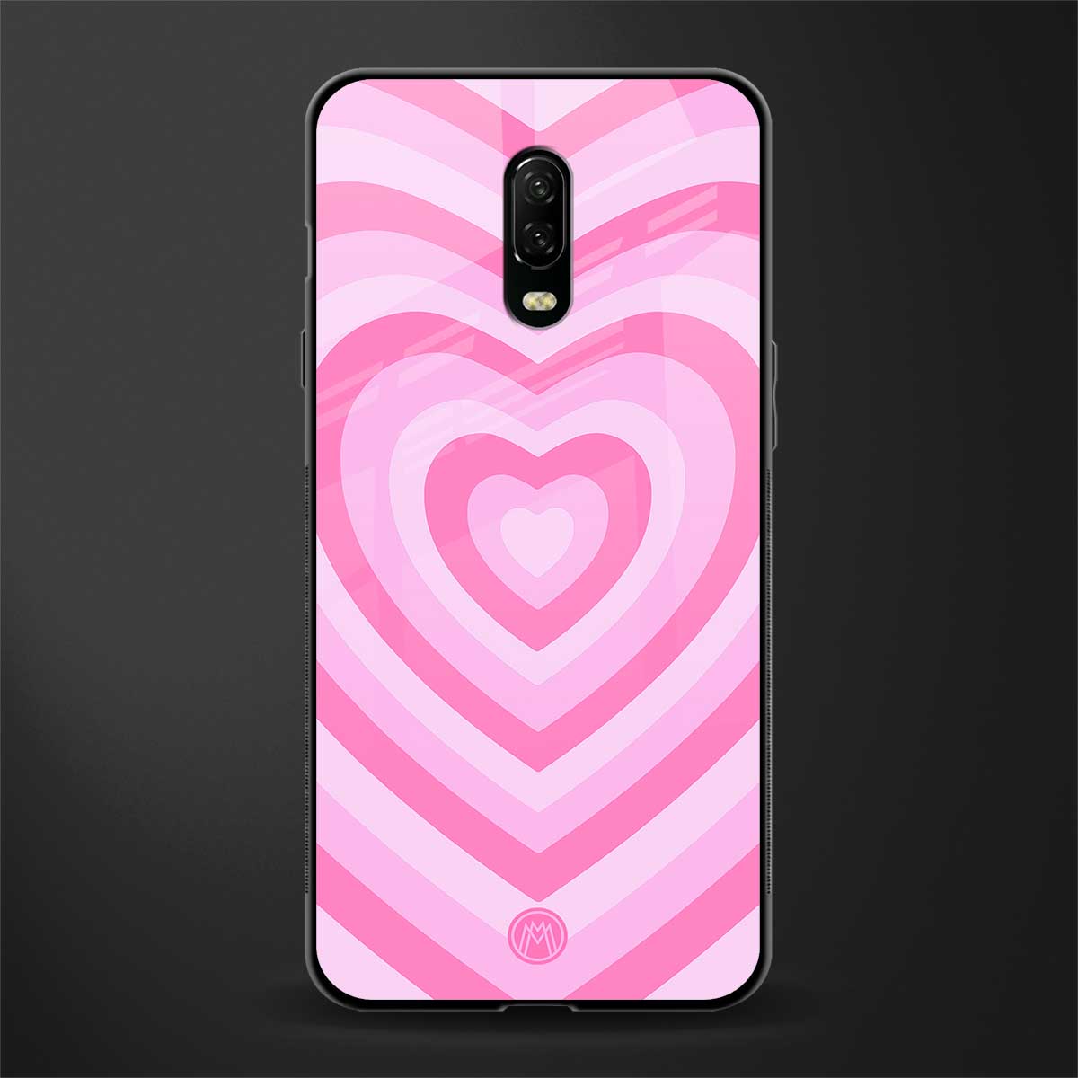 y2k pink hearts aesthetic glass case for oneplus 6t image