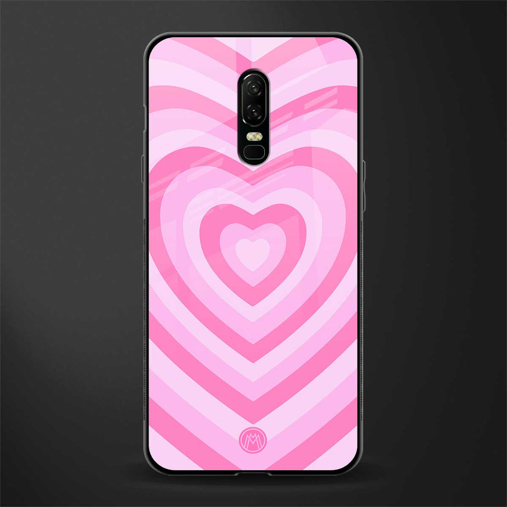 y2k pink hearts aesthetic glass case for oneplus 6 image
