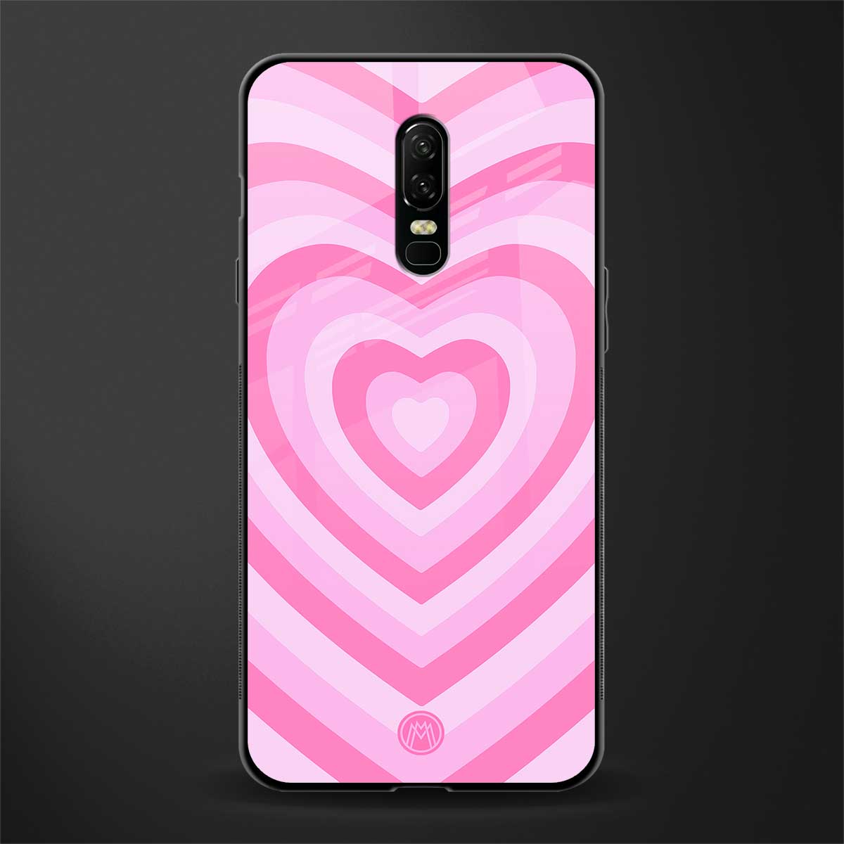 y2k pink hearts aesthetic glass case for oneplus 6 image