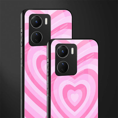 y2k pink hearts aesthetic back phone cover | glass case for vivo y16