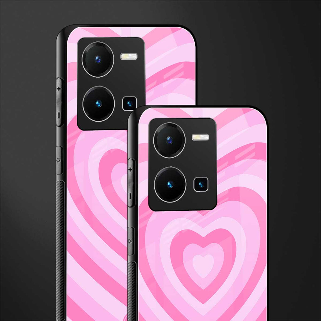 y2k pink hearts aesthetic back phone cover | glass case for vivo y35 4g