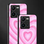 y2k pink hearts aesthetic back phone cover | glass case for vivo y35 4g