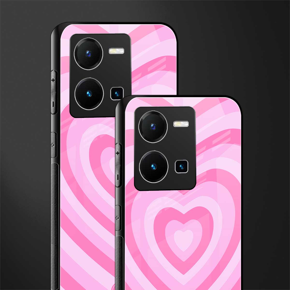 y2k pink hearts aesthetic back phone cover | glass case for vivo y35 4g