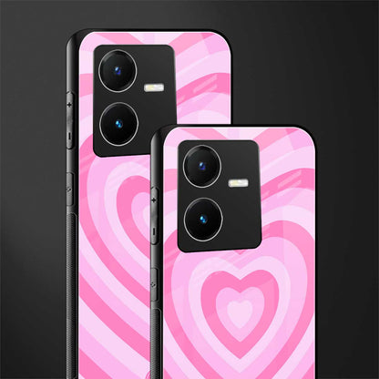 y2k pink hearts aesthetic back phone cover | glass case for vivo y22