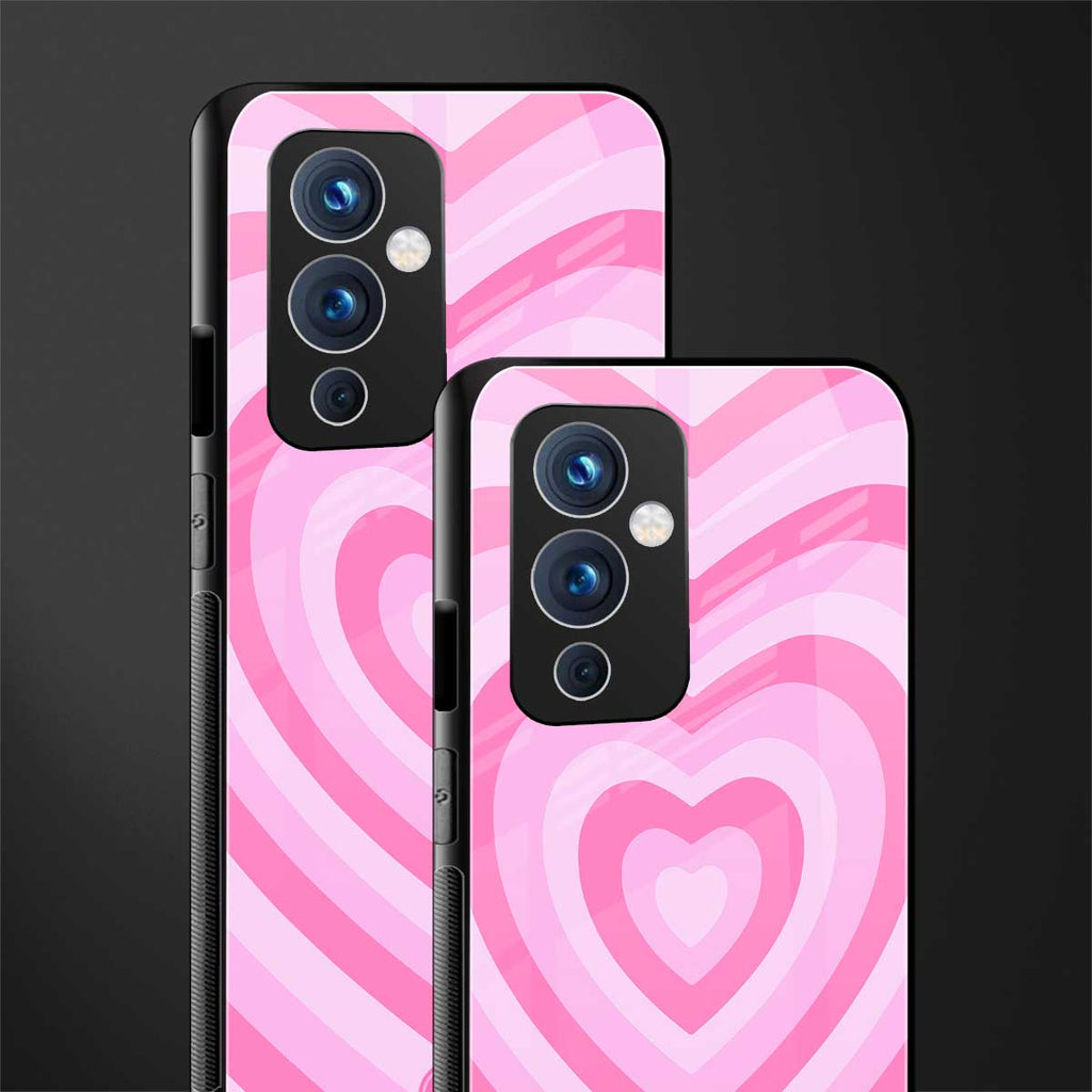 y2k pink hearts aesthetic back phone cover | glass case for oneplus 9