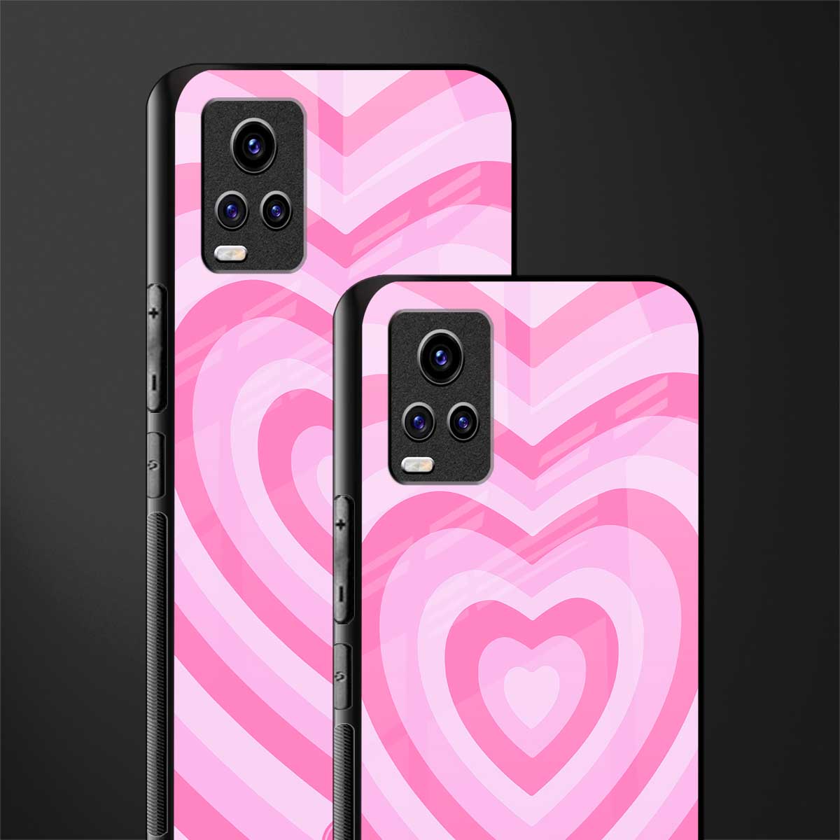 y2k pink hearts aesthetic back phone cover | glass case for vivo v21e 4g