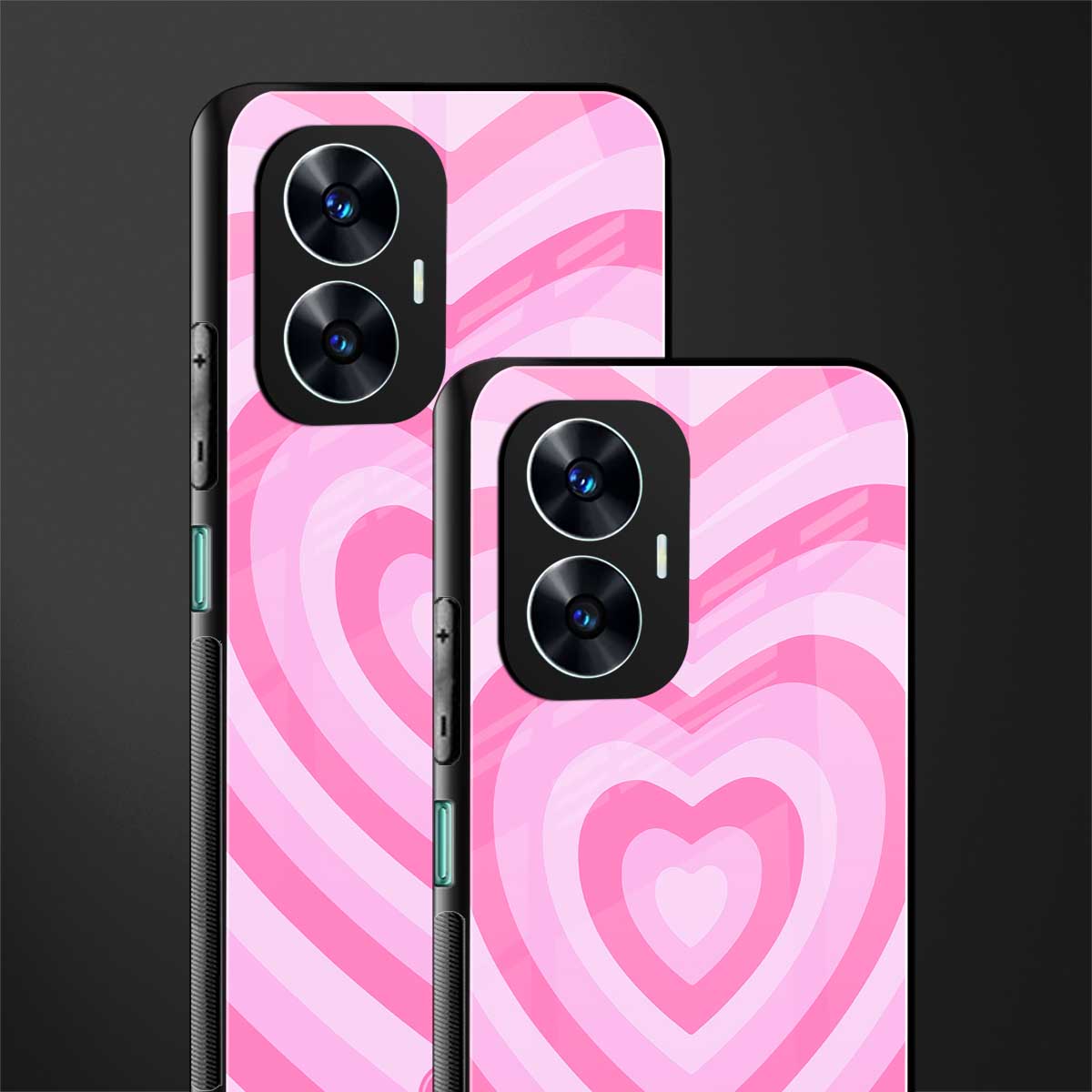 y2k pink hearts aesthetic back phone cover | glass case for realme c55