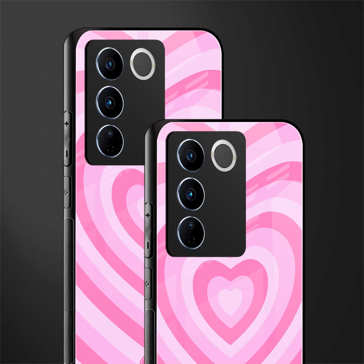y2k pink hearts aesthetic back phone cover | glass case for vivo v27 pro 5g