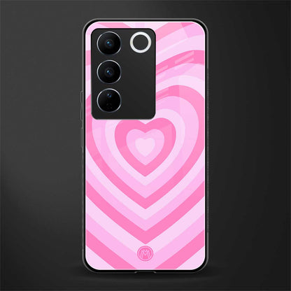 y2k pink hearts aesthetic back phone cover | glass case for vivo v27 pro 5g