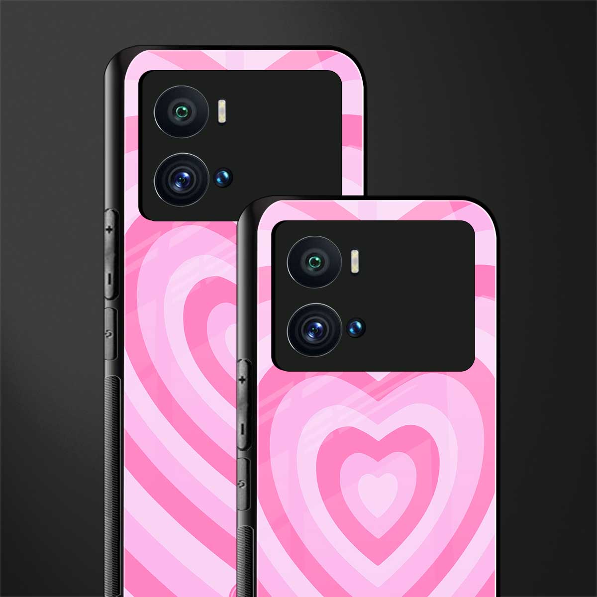 y2k pink hearts aesthetic back phone cover | glass case for iQOO 9 Pro