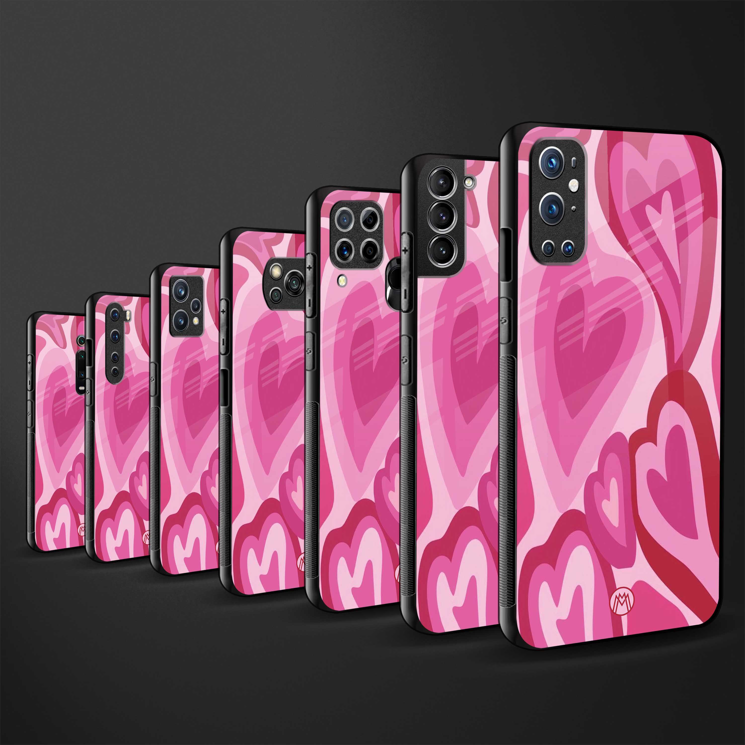 y2k pink hearts glass case for oppo a54 image-3