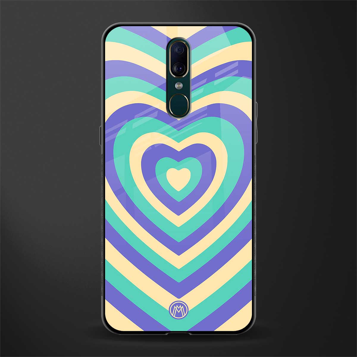y2k purple creams heart aesthetic glass case for oppo a9 image