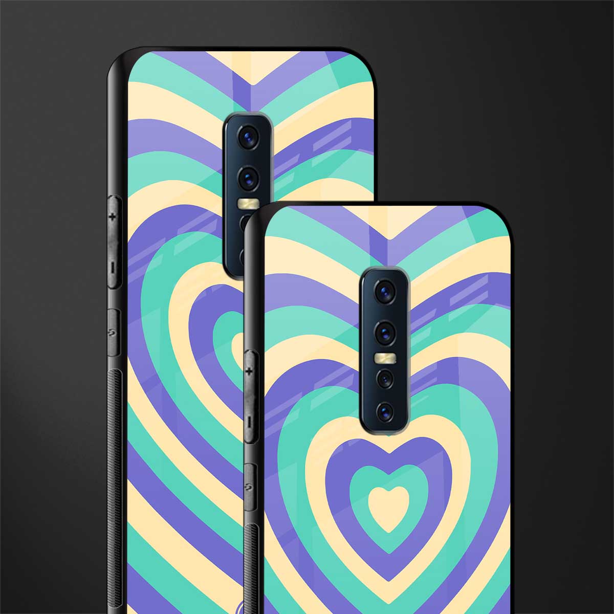 y2k purple creams heart aesthetic glass case for vivo v17 pro image-2