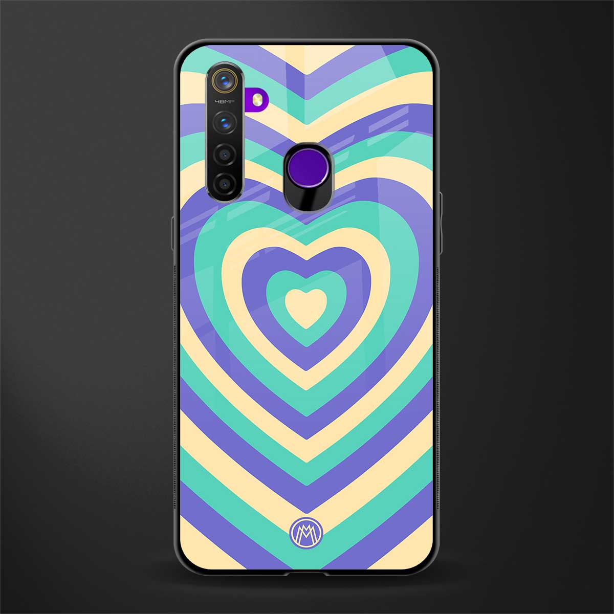 y2k purple creams heart aesthetic glass case for realme 5 image