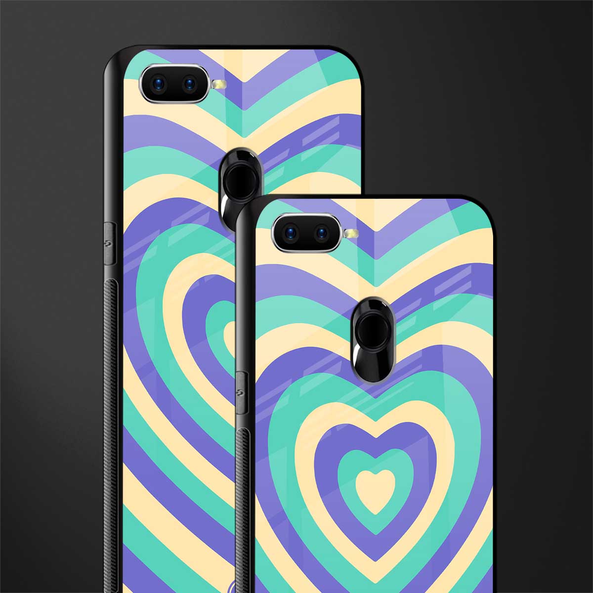 y2k purple creams heart aesthetic glass case for oppo a12 image-2