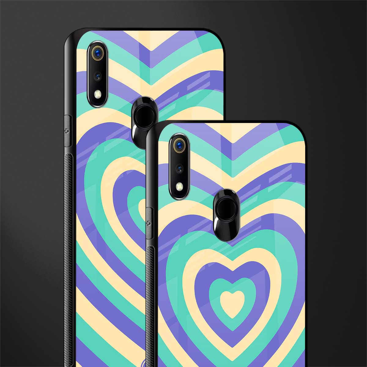 y2k purple creams heart aesthetic glass case for realme 3 pro image-2