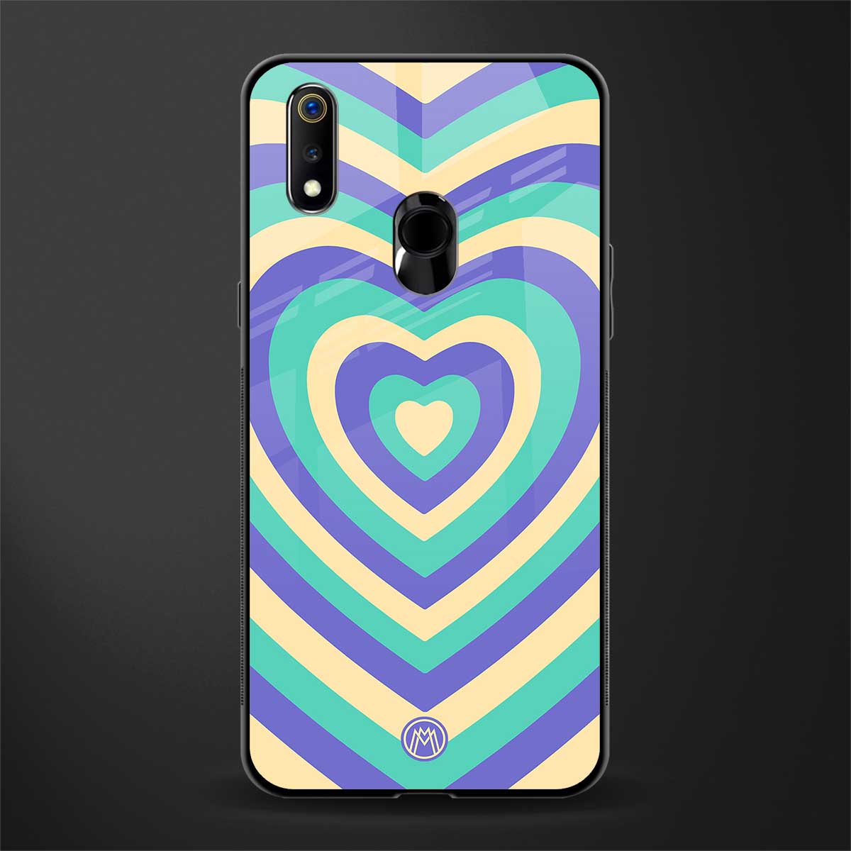 y2k purple creams heart aesthetic glass case for realme 3 pro image