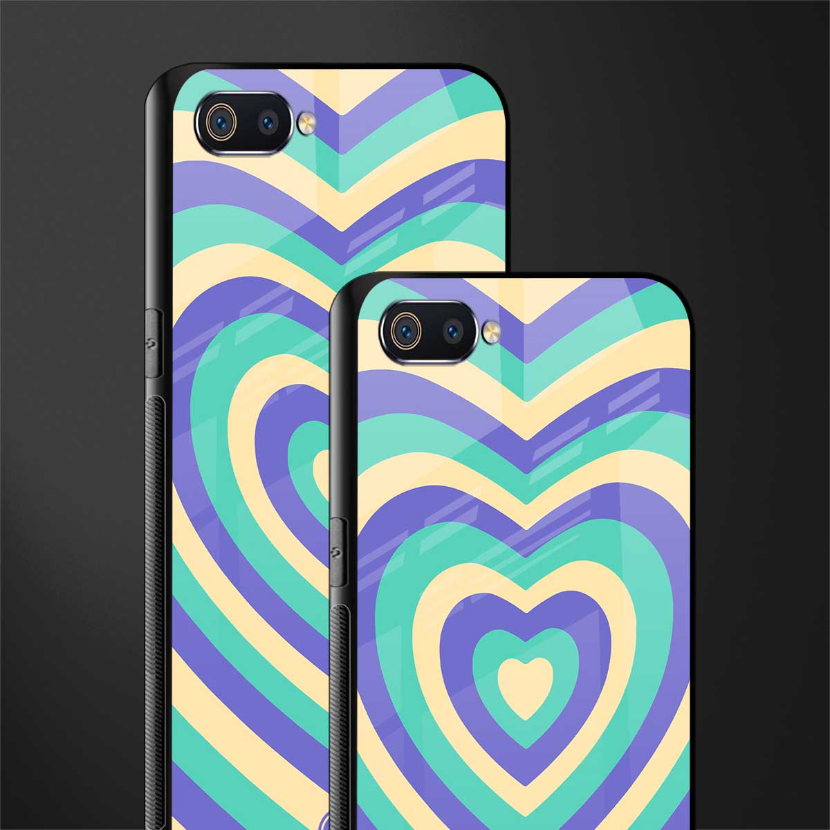 y2k purple creams heart aesthetic glass case for realme c2 image-2