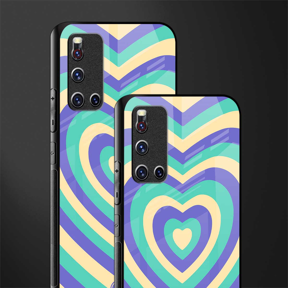 y2k purple creams heart aesthetic glass case for vivo v19 image-2
