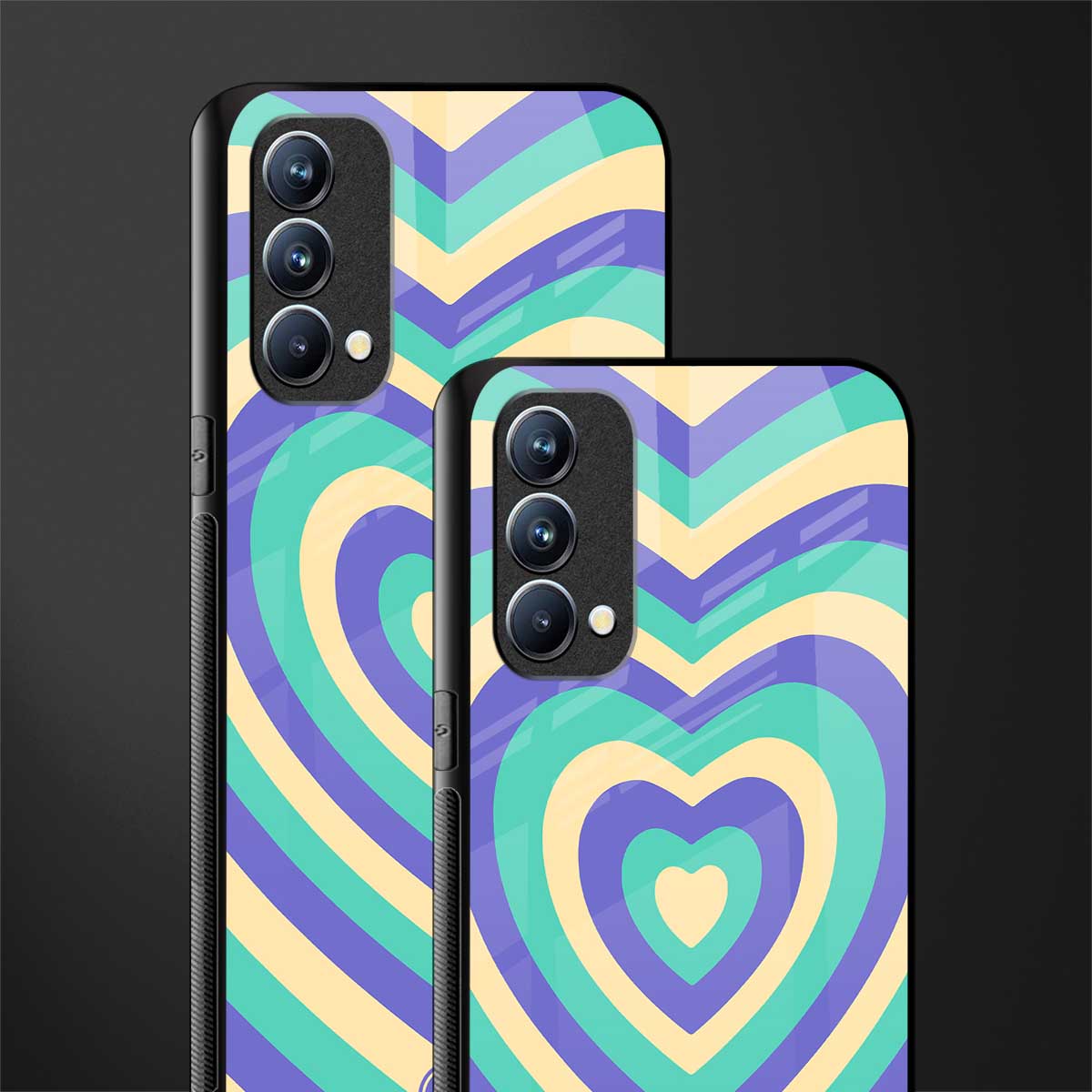 y2k purple creams heart aesthetic glass case for oppo f19 image-2