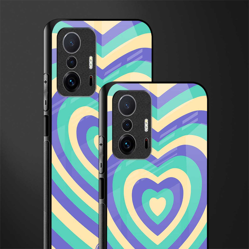 y2k purple creams heart aesthetic glass case for mi 11t pro 5g image-2