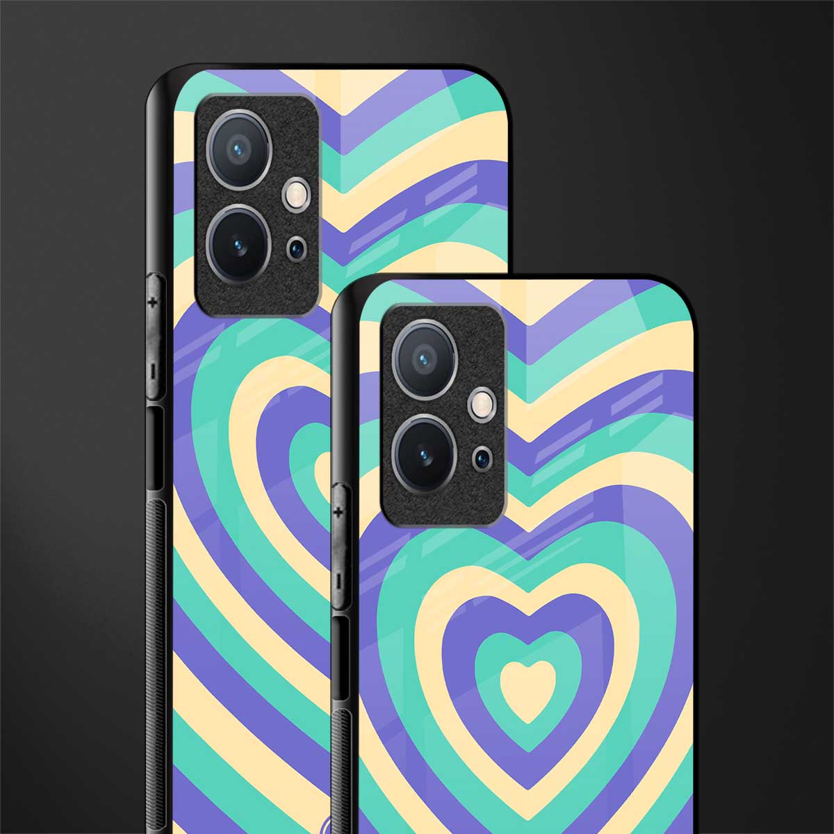 y2k purple creams heart aesthetic glass case for vivo t1 5g image-2