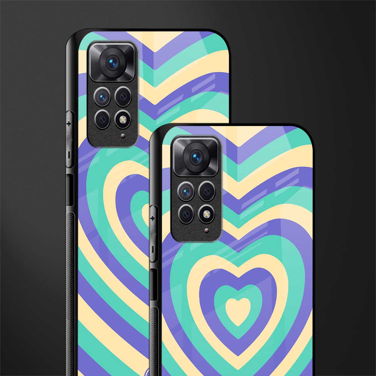 y2k purple creams heart aesthetic glass case for redmi note 11 image-2