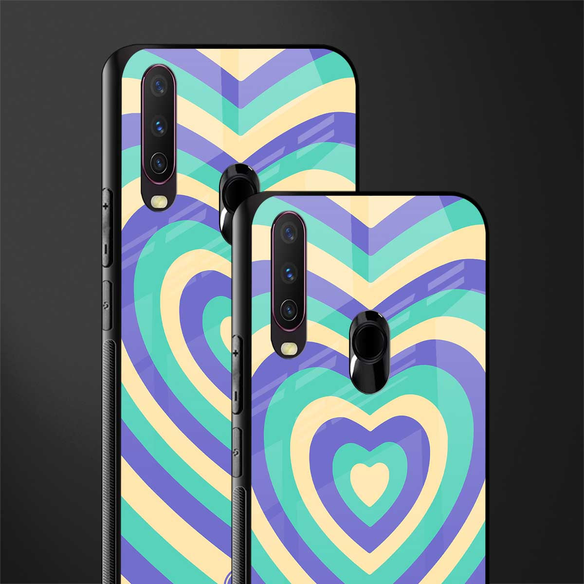 y2k purple creams heart aesthetic glass case for vivo y17 image-2