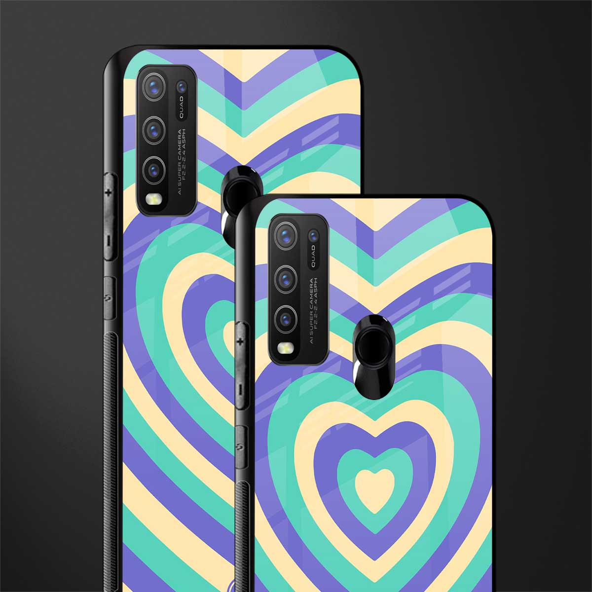 y2k purple creams heart aesthetic glass case for vivo y50 image-2