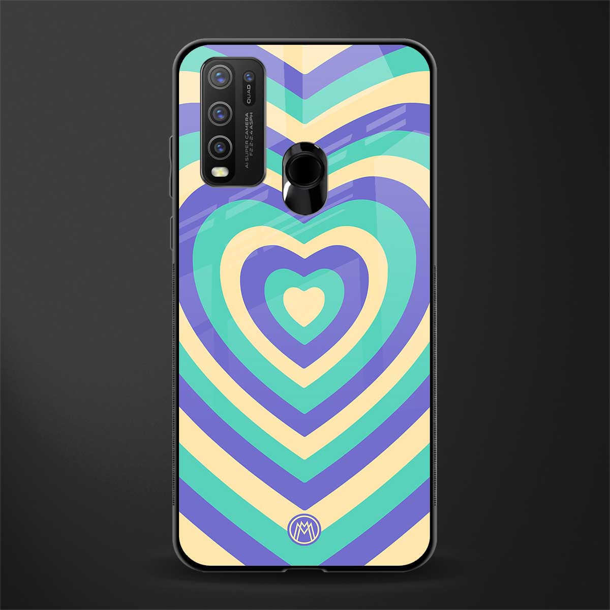 y2k purple creams heart aesthetic glass case for vivo y50 image