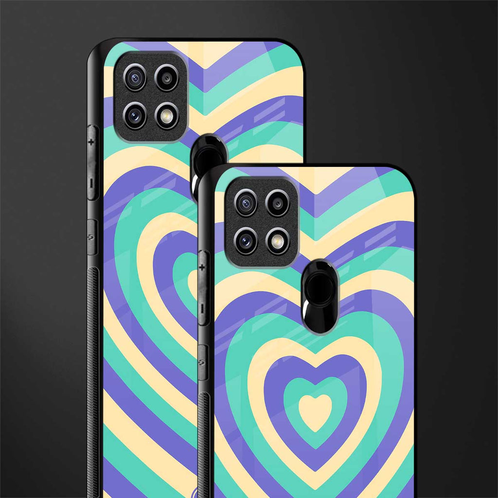 y2k purple creams heart aesthetic glass case for oppo a15s image-2