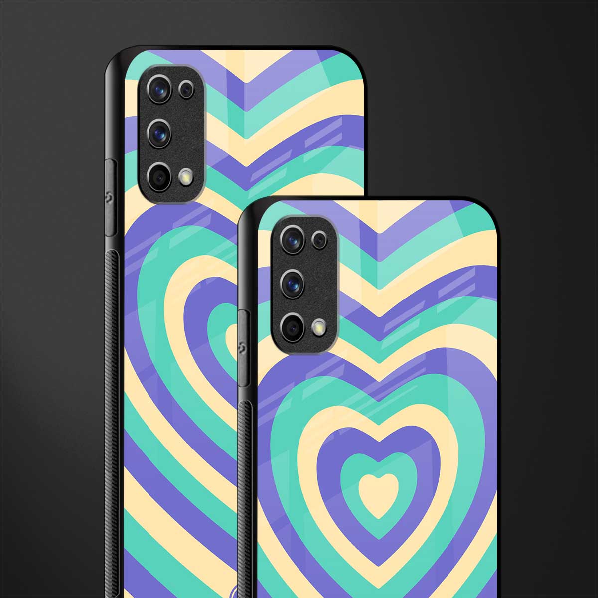 y2k purple creams heart aesthetic glass case for realme 7 pro image-2