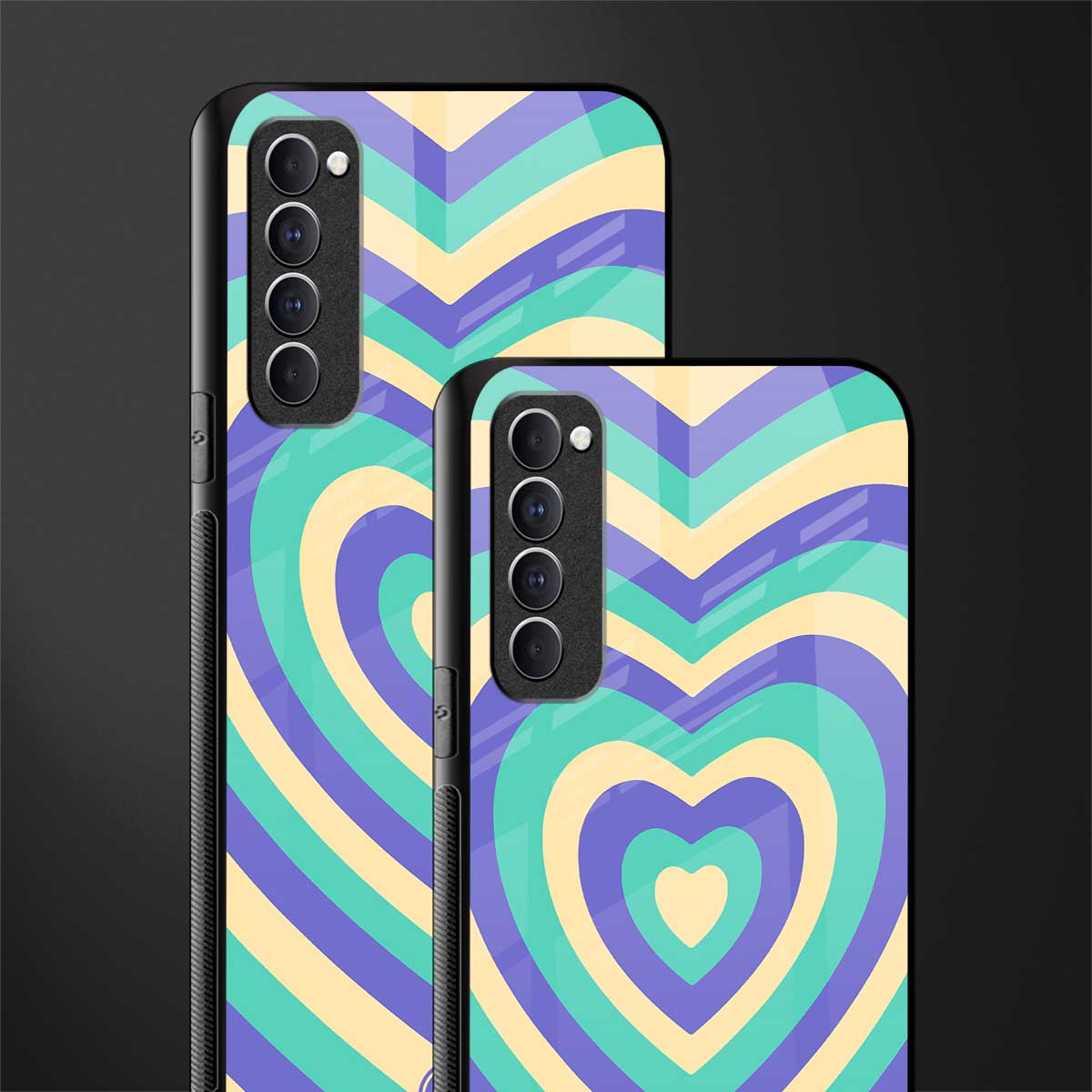 y2k purple creams heart aesthetic glass case for oppo reno 4 pro image-2