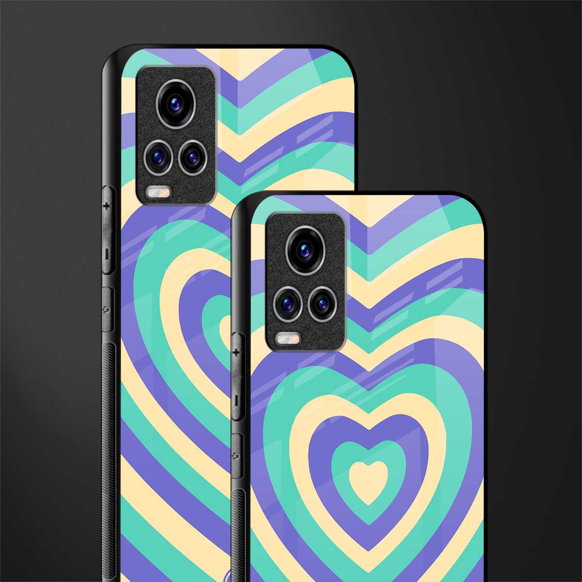 y2k purple creams heart aesthetic glass case for vivo v20 pro image-2