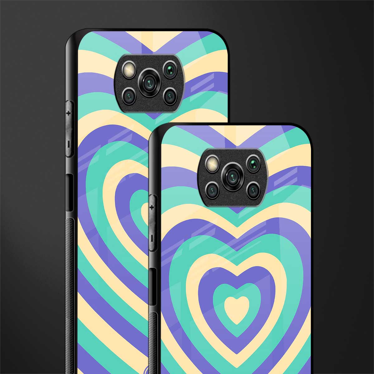 y2k purple creams heart aesthetic glass case for poco x3 image-2
