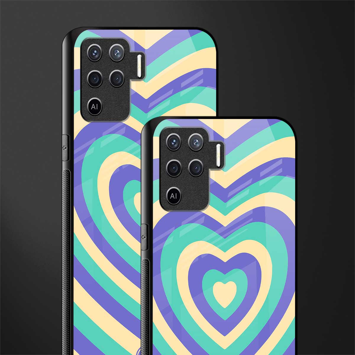y2k purple creams heart aesthetic glass case for oppo f19 pro image-2