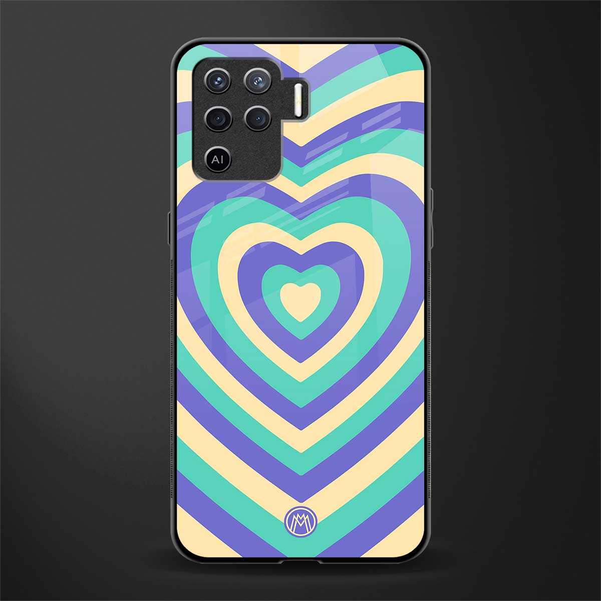 y2k purple creams heart aesthetic glass case for oppo f19 pro image