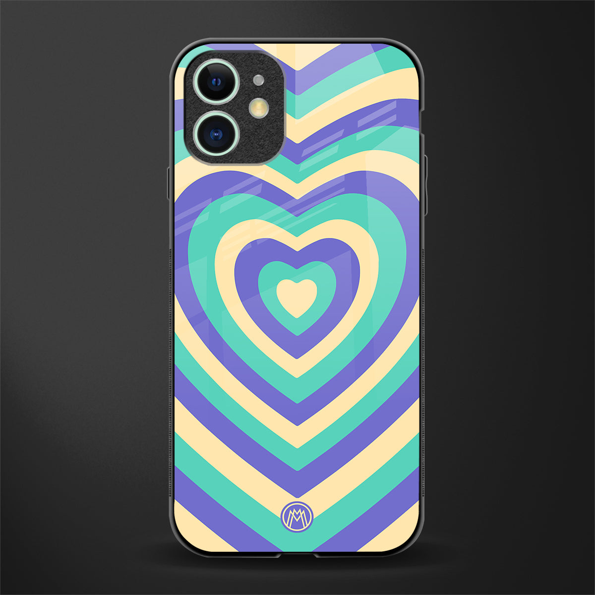 y2k purple creams heart aesthetic glass case for iphone 12 mini image