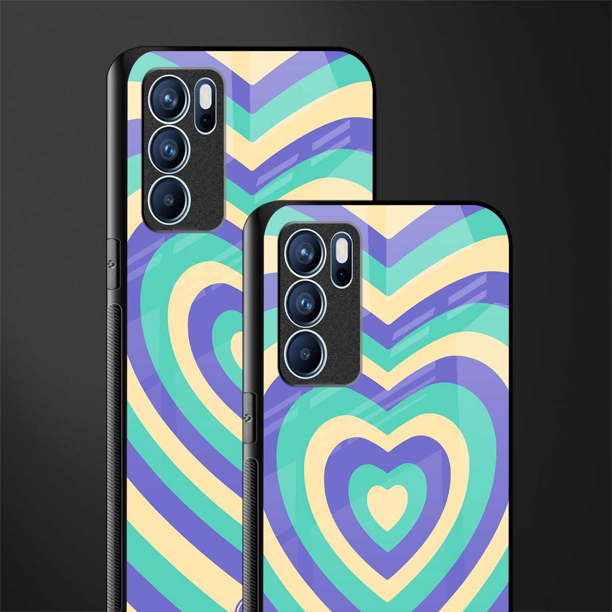 y2k purple creams heart aesthetic glass case for oppo reno6 pro 5g image-2