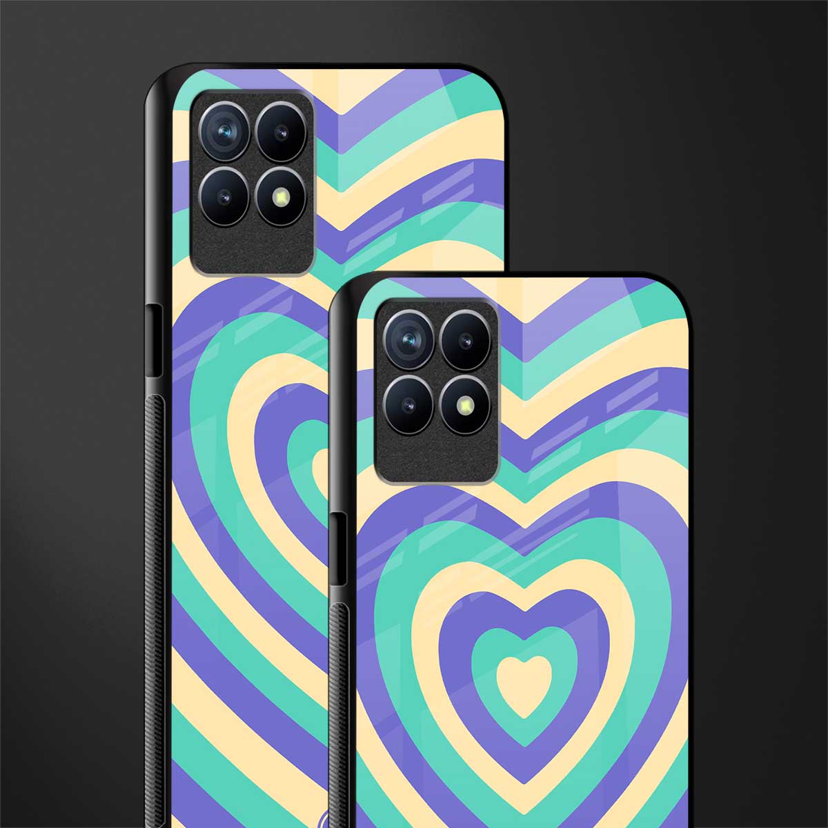 y2k purple creams heart aesthetic glass case for realme narzo 50 image-2