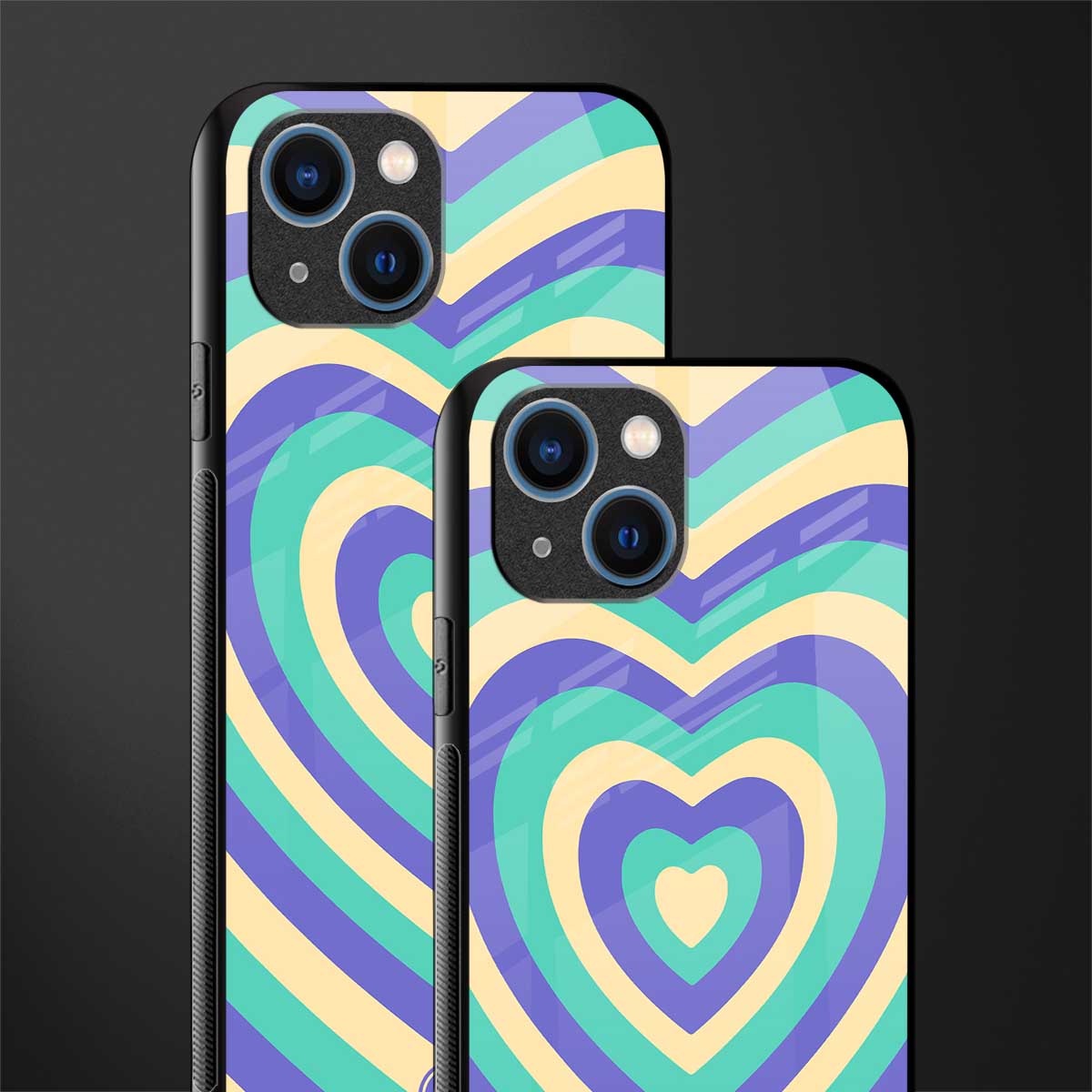 y2k purple creams heart aesthetic glass case for iphone 14 image-2